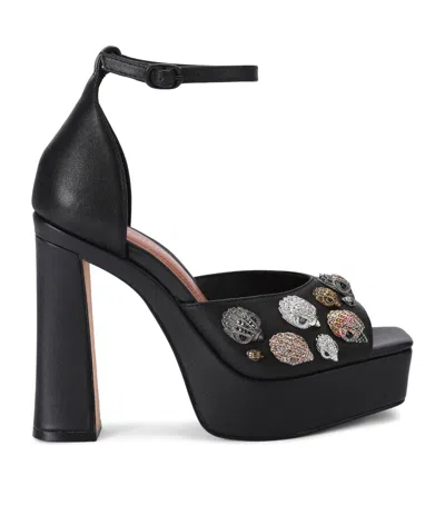 Kurt Geiger London Leather Embellished Eagles Platform Sandals 13 In Black