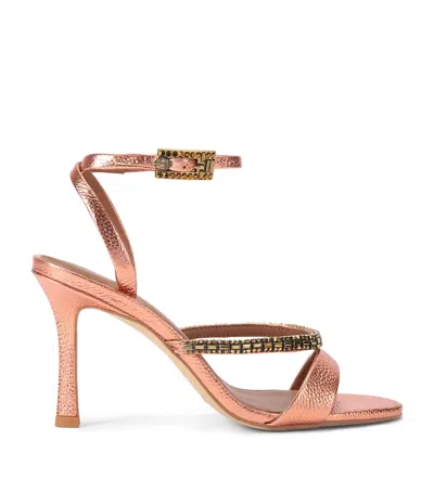 Kurt Geiger London Leather Embellished Sandals In Orange