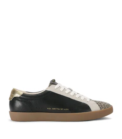 Kurt Geiger London Leather Embellished Strand Sneaker In Black