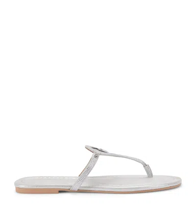 Kurt Geiger London Leather Heart T-bar Sandals In Silver