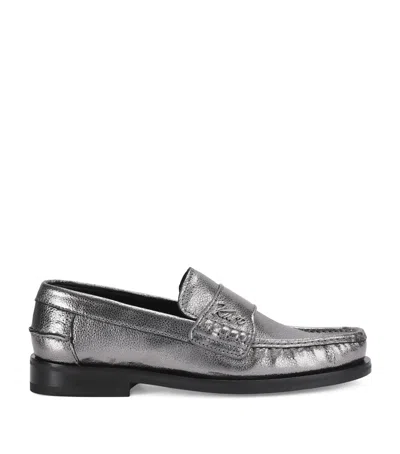Kurt Geiger London Leather Lombard Loafers In Grey