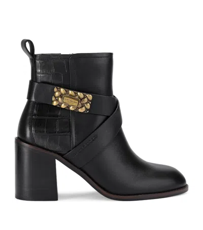 Kurt Geiger London Leather Marylebone Ankle Boots In Black