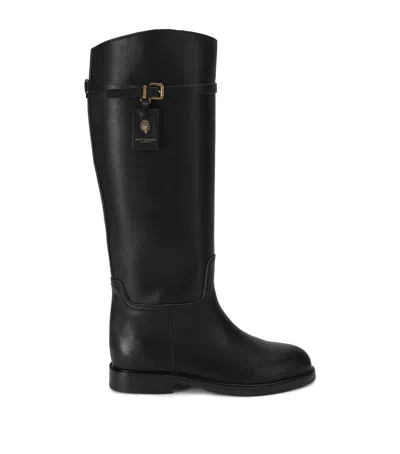 Kurt Geiger London Leather Sloane Riding Boots In Black