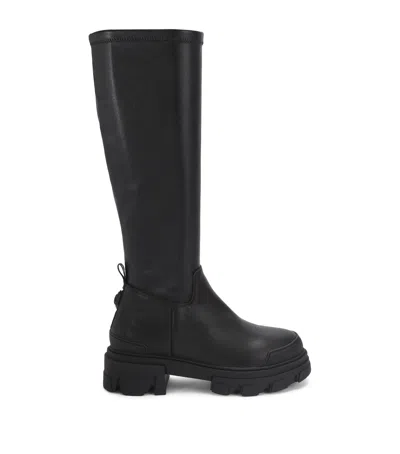 Kurt Geiger London Leather Stomp Sock Knee-high Boots 50 In Black