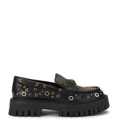 Kurt Geiger London Leather Studded Chunky Loafers In Black