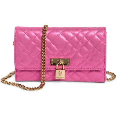Kurt Geiger London Leather Wallet On A Chain In Fuchsia
