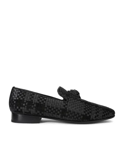 Kurt Geiger London Leather Woven Ace Loafers In Black