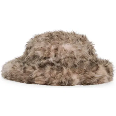 Kurt Geiger London Leopard Faux Fur Bucket Hat In Neutral
