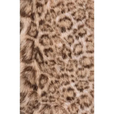 Kurt Geiger London Leopard Faux Fur Pull-through Scarf In Brown
