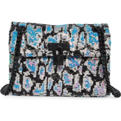 Kurt Geiger London Leopard Pattern Sequined Mini Brixton Shoulder Bag In Gray