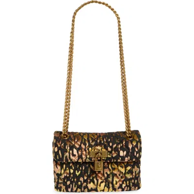 Kurt Geiger London Leopard Print Velvet Mini Brixton Crossbody Bag In Multi