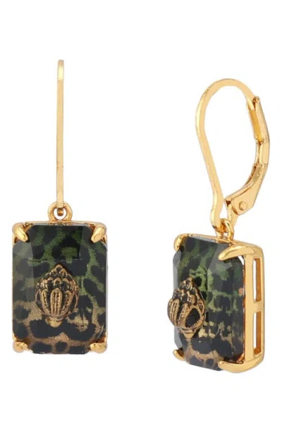 Kurt Geiger London Leopard Stone Drop Earrings In Green
