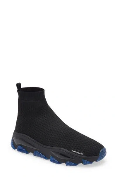 Kurt Geiger London Lettie Knit Sock Sneaker In Black/blue