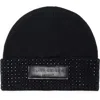 Kurt Geiger London Logo Patch Crystal Cuff Beanie In Black