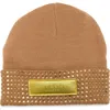 Kurt Geiger London Logo Patch Crystal Cuff Beanie In Brown
