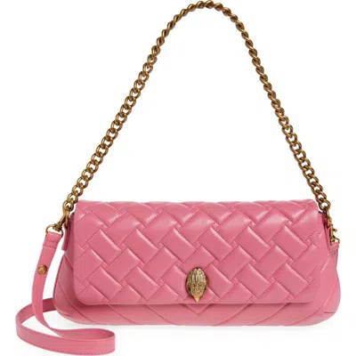 Kurt Geiger London Long Kensington Quilted Leather Shoulder Bag In Pink
