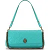 Kurt Geiger London Long Kensington Quilted Leather Shoulder Bag In Turquoise/aqua