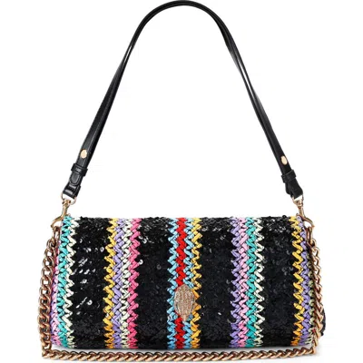 Kurt Geiger London Long Kensington Woven Shoulder Bag In Charcoal
