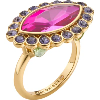 Kurt Geiger London Marquise Stone Cocktail Ring In Fuchsia