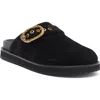Kurt Geiger Buckled Suede Mules In Black