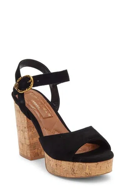 Kurt Geiger London Mayfair Cork Block Heel Platform Sandal In Black