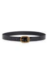 Kurt Geiger London Mayfair Patent Leather Belt In Black