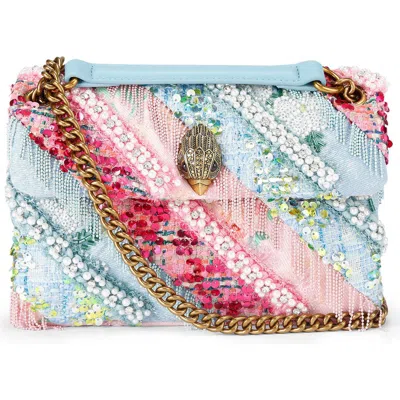 Kurt Geiger London Medium Kensington Beaded & Fringe Convertible Shoulder Bag In Blue