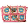 Kurt Geiger London Medium Kensington Crochet Convertible Crossbody Bag In Open Pink