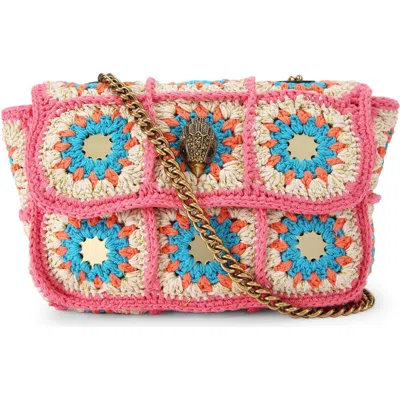 Kurt Geiger London Medium Kensington Crochet Convertible Crossbody Bag In Open Pink