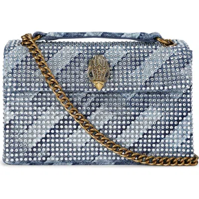 Kurt Geiger London Medium Kensington Crystal Embellished Denim Shoulder Bag In Navy