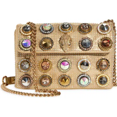 Kurt Geiger London Medium Kensington Octavia Crystal Leather Convertible Crossbody Bag In Gold