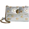 Kurt Geiger London Medium Kensington Star Snakeskin Embossed Leather Crossbody Bag In Open Grey