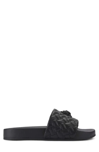 Kurt Geiger London Meena Eagle 2 Faux Leather Slide Sandal In Black