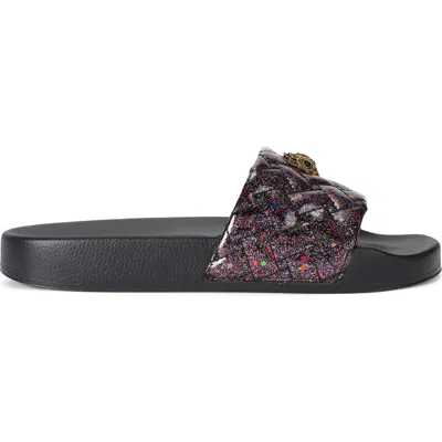 Kurt Geiger London Meena Eagle Faux Leather Slide Sandal In Charcoal
