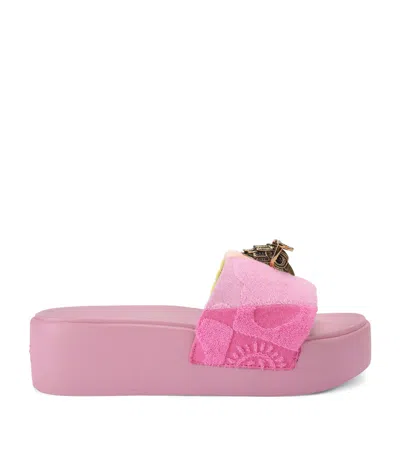 Kurt Geiger London Meena Eagle Platform Slides In Pink