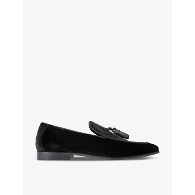 Kurt Geiger London Mens Black Henry Tassel-embellished Slip-on Suede Loafers