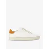 Kurt Geiger Lennon Logo-embossed Leather Low-top Trainers In Open White/orange