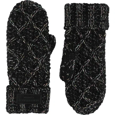 Kurt Geiger London Metallic Cable Stitch Mittens In Black W/lurex