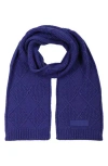 Kurt Geiger London Metallic Cable Stitch Scarf In Blue W/tonal Lurex