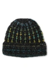 Kurt Geiger London Metallic Eyelash Cuff Beanie In Black