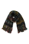 Kurt Geiger London Metallic Eyelash Rainbow Scarf In Black