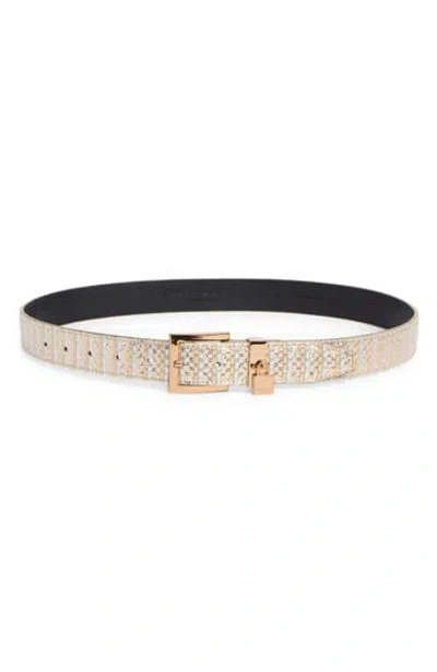 Kurt Geiger London Metallic Faux Leather Belt In Gray