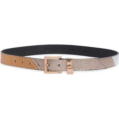 Kurt Geiger London Metallic Patchwork Leather Belt In Brown