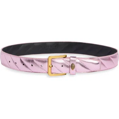 Kurt Geiger London Metallic Quilted Leather Belt In Pink