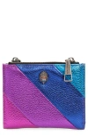 Kurt Geiger London Metallic Rainbow Mini Leather Clutch In Purple Multi