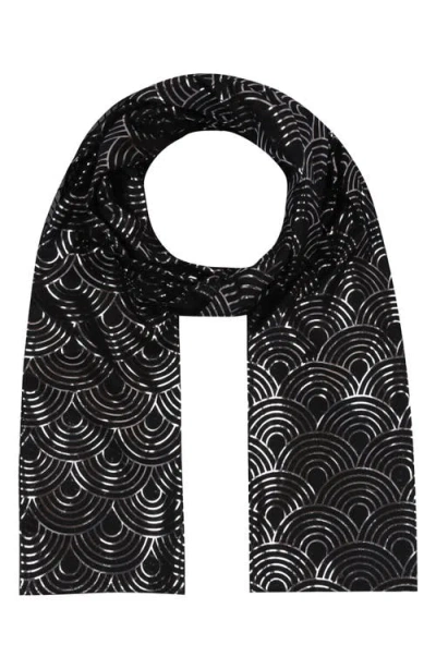 Kurt Geiger London Metallic Rainbow Oblong Scarf In Black