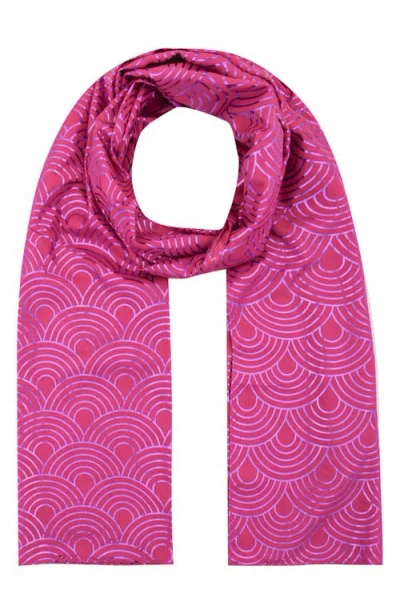 Kurt Geiger Rainbow Metallic Oblong Scarf In Fuchsia