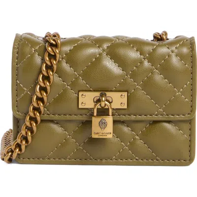 Kurt Geiger London Micro Brixton Quilted Crossbody Bag In Green