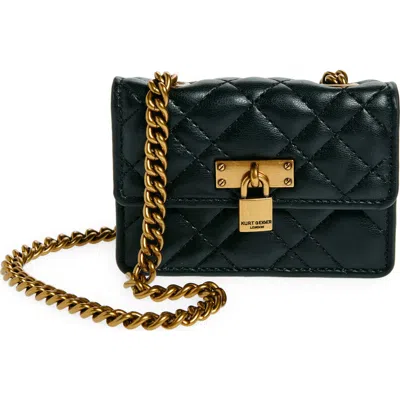Kurt Geiger London Micro Brixton Quilted Shoulder Bag In Black/ Gold.