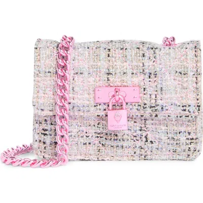 Kurt Geiger London Micro Brixton Tweed Crossbody Bag In Pink